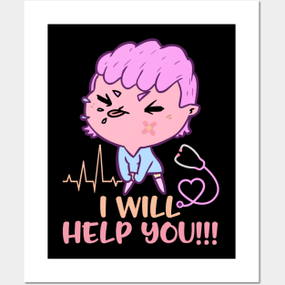 Yumi Kawaii Nurse Pastel Goth and Kawaii pastel goth art Posters and Art